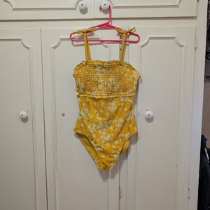 Cat & Jack Mustard Floral Swimsuit